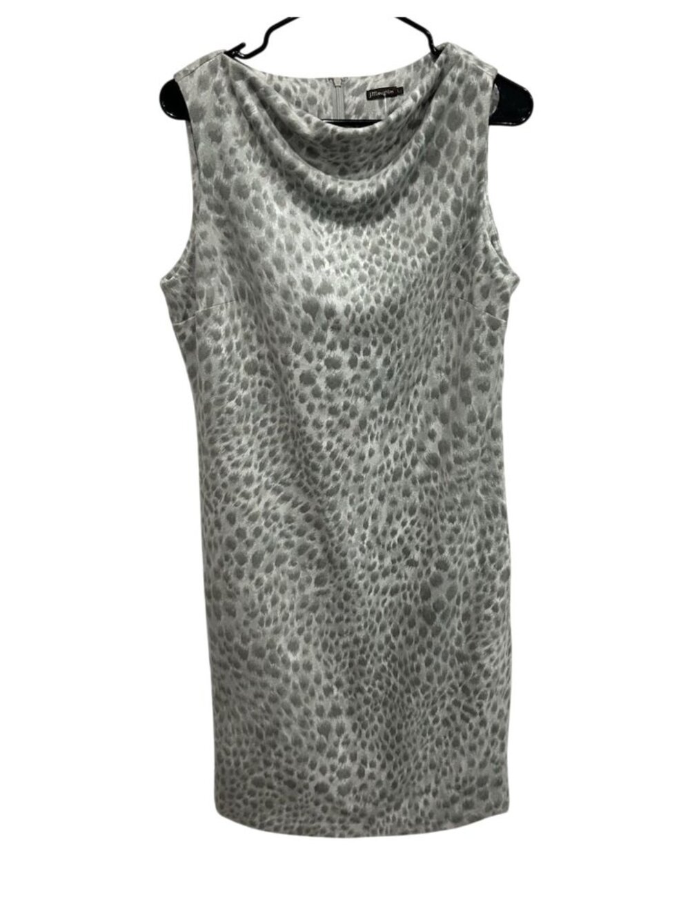 J. McLaughlin Large Gray Sleeveless Leopard Print Sheath Dress Minimalist Retro